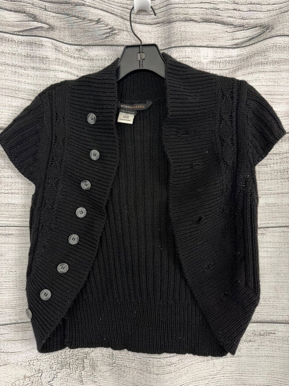 BCBGMaxAzria Knit Button-Front Short-Sleeve Cardigan Sweater Size S